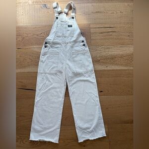 BDG Cream Denim Cropped Frayed Hem Overalls Sz. XS